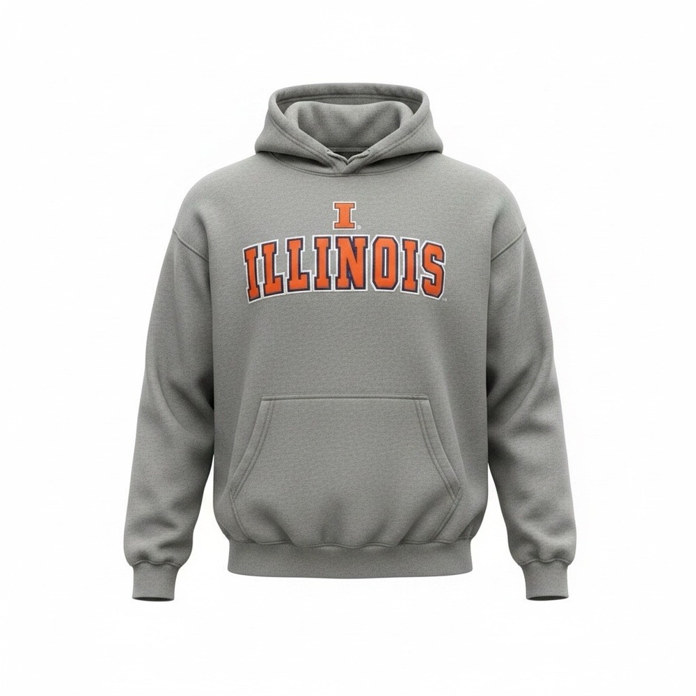 Colosseum Illinois Pullover Hoodie Sweatshirt Mens XL Gray Embroidered NCAA